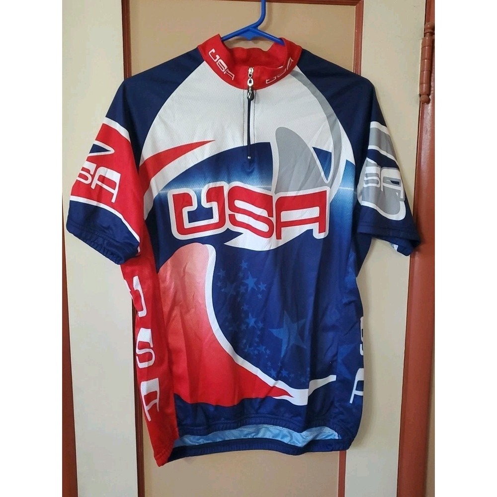 ZERIE Cycling Jersey USA Bike Multi-color Men's Short Sleeve size L VGC